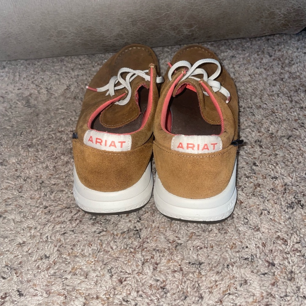 ARIAT DRYSHIELD Women's Slip-On Buckeye Loafers Suede Weathered Honey US 8.5B - Picture 4 of 5